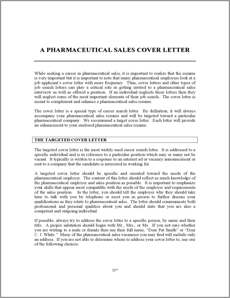 Free Sample Pharmaceutical Sales Resume