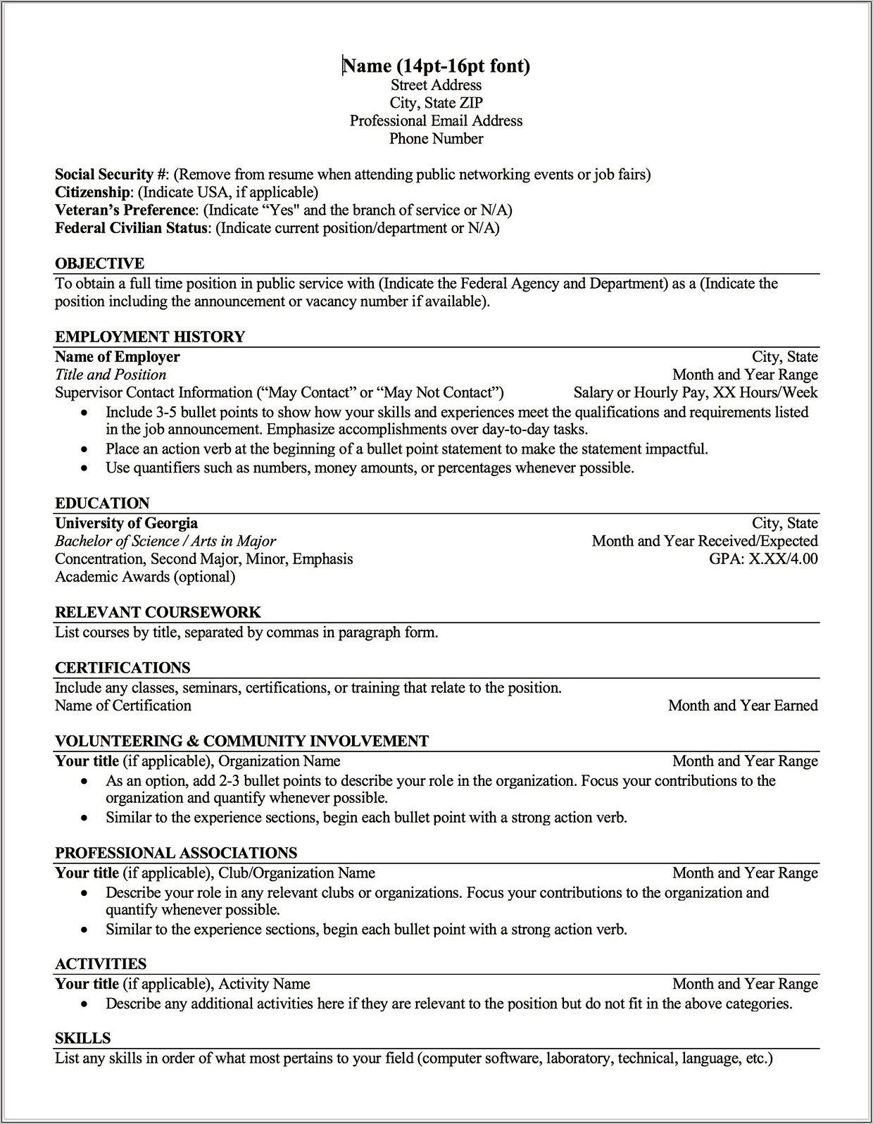Free Samples Of Federal Resume