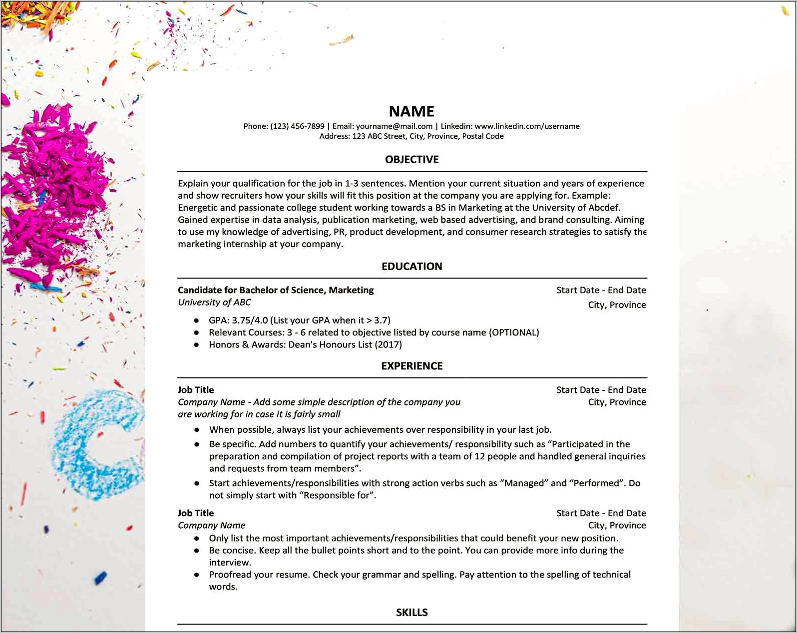 Free Simple One Page Resume