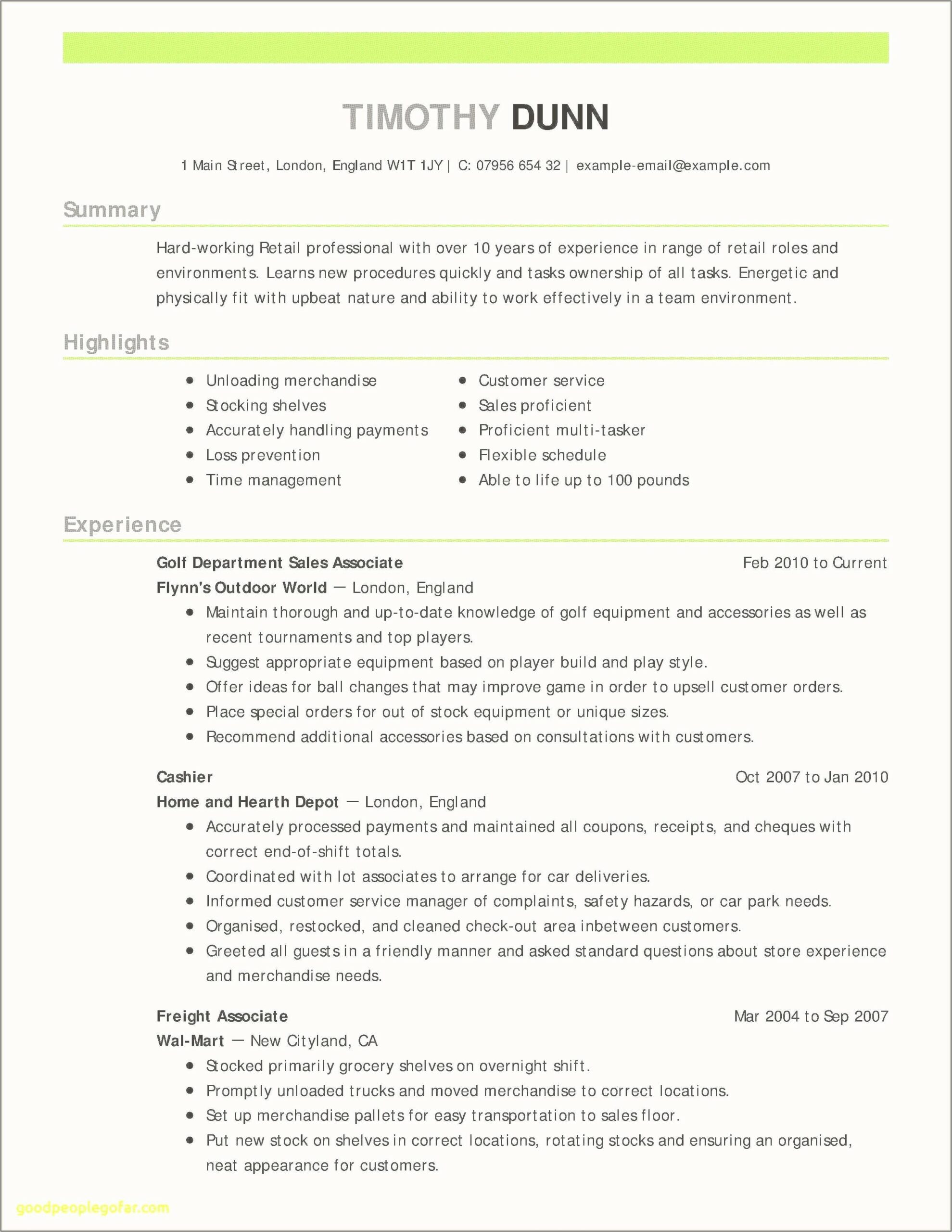 Freight Associate Job Description Resume