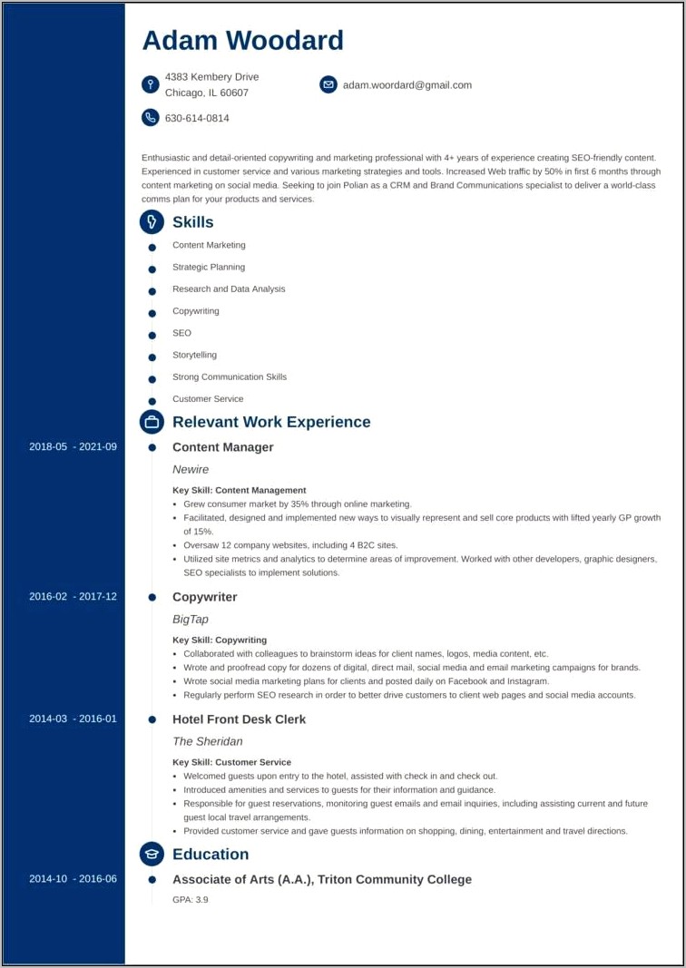Functional One Page Resume Sample