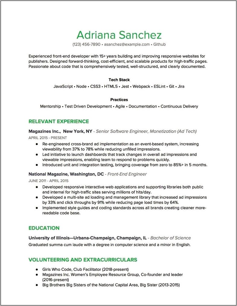 Functional Resume Example For Sales