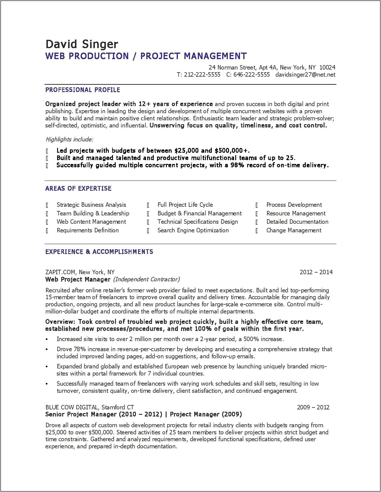 Functional Resume For Fiscal Management