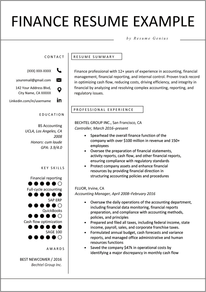 Fund Of Funds Sample Resume
