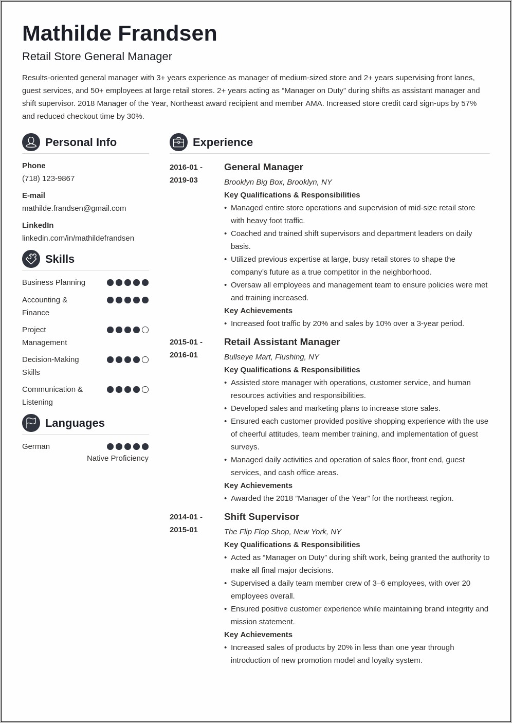 General Manager Resume P&amp