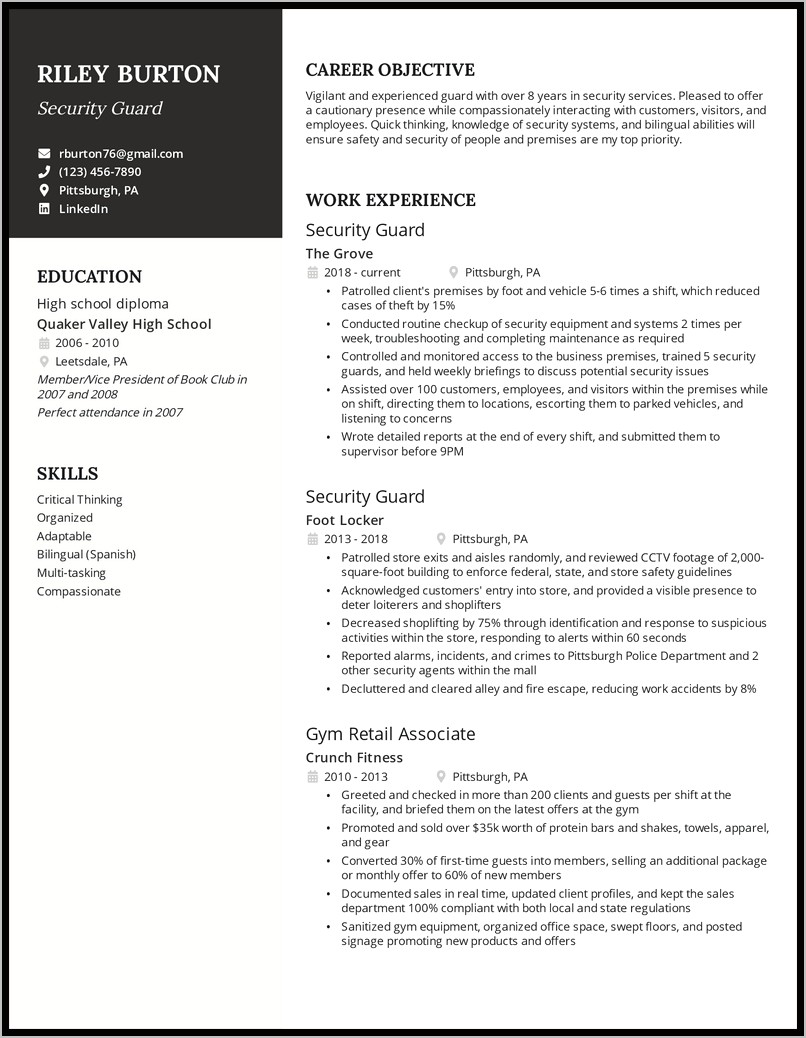 General Resume Objective Examples Bilingual