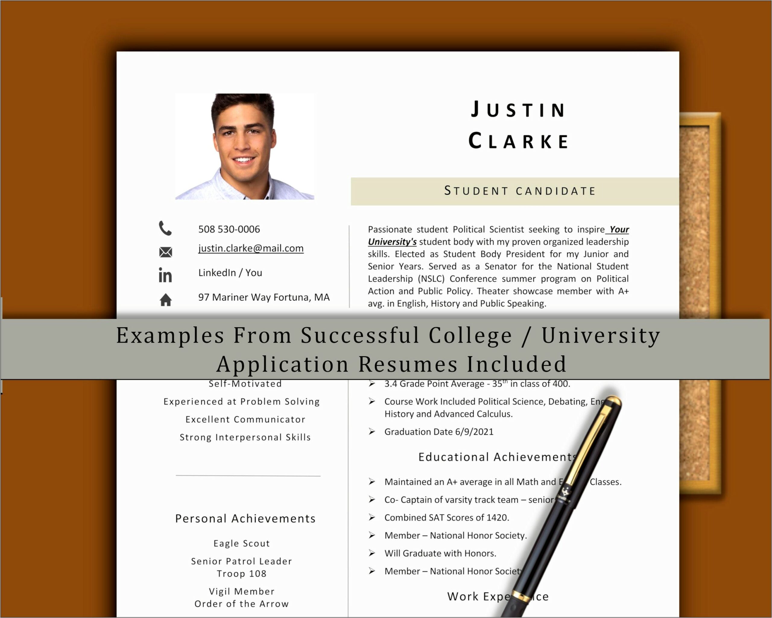 Good College Application Resume Examples