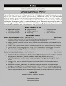 Good Resumes For Warehouse Jobs