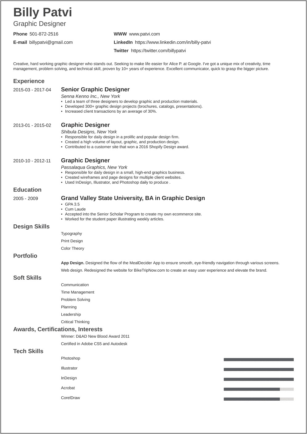 Graphic Designer Resume Summary Examples