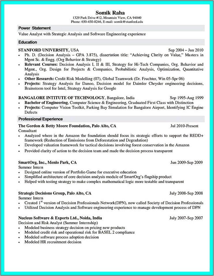 Great Examples Of Resumes Science