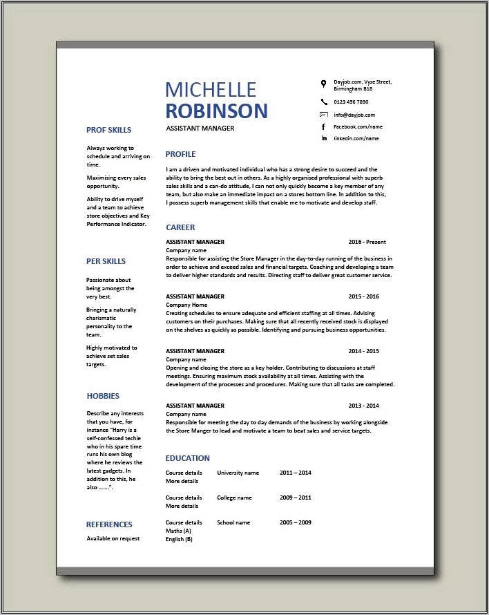 Great Manager Assistant Resume Sample