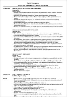 Health And Safety Resume Examples