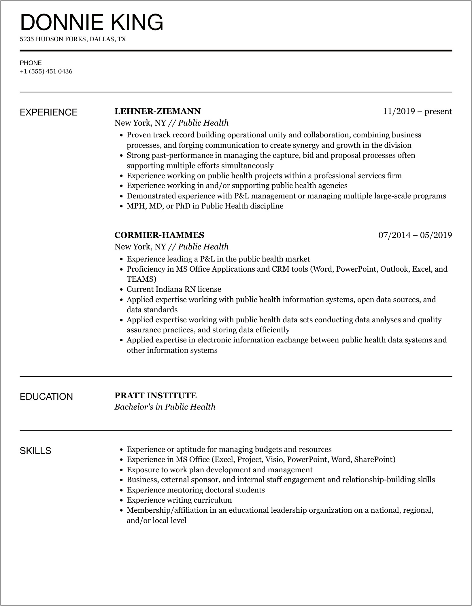 Health Promotion Officer Resume Examples