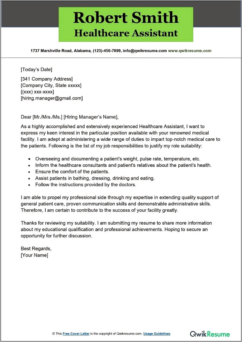 Healthcare Resume Cover Letter Examples