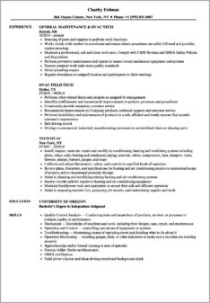 Heating Air Conditioning Resume Sample