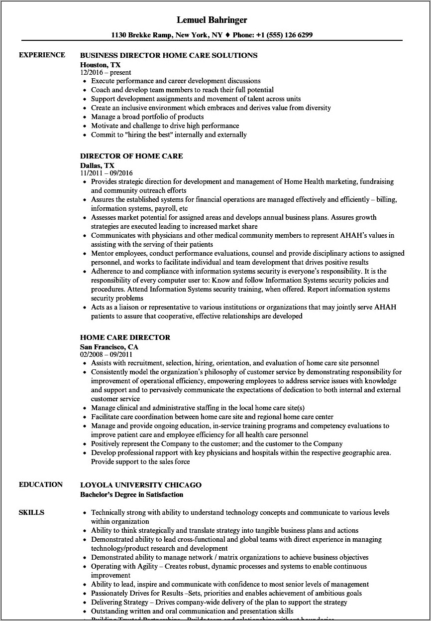 Home Improvement Job Description Resume