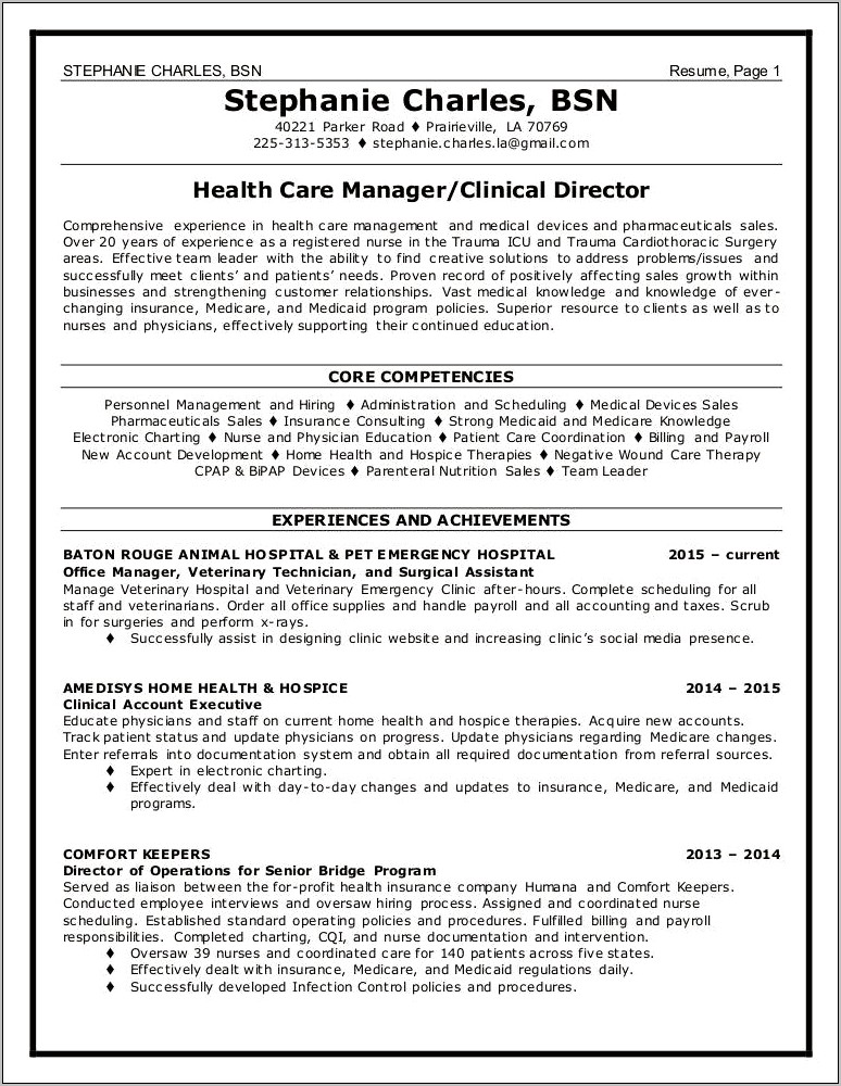 Hospice Business Office Manager Resume