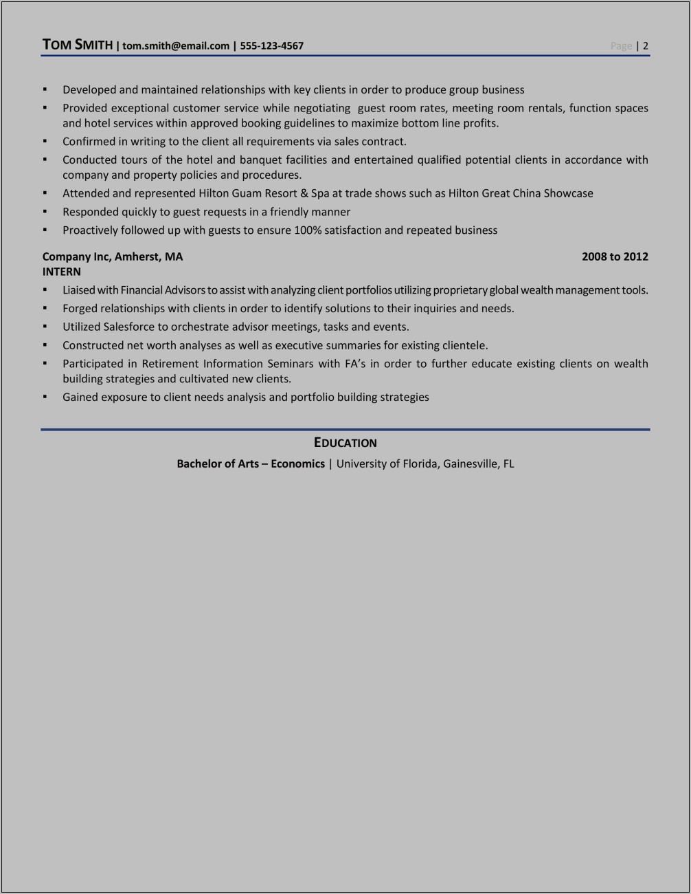 Hotel Front Office Resume Objective