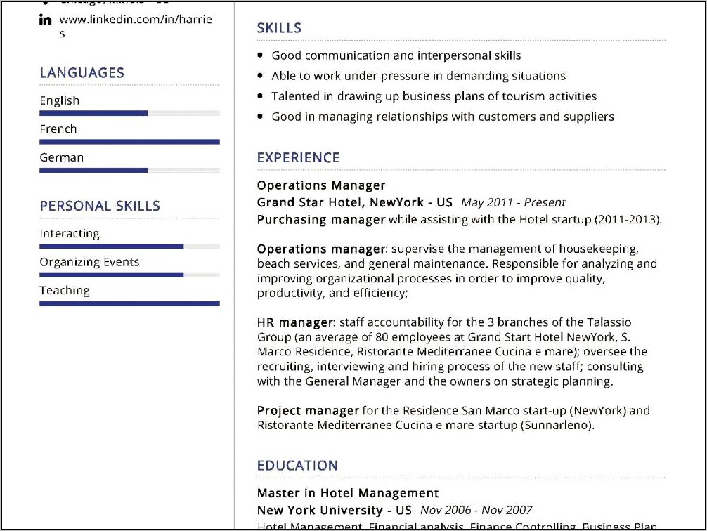 Hotel Housekeeping Manager Resume Objective