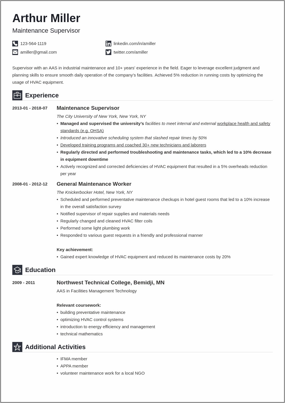 Hotel Technician Job Description Resume
