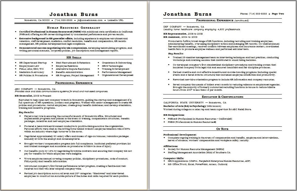Human Resources Professional Resume Objective