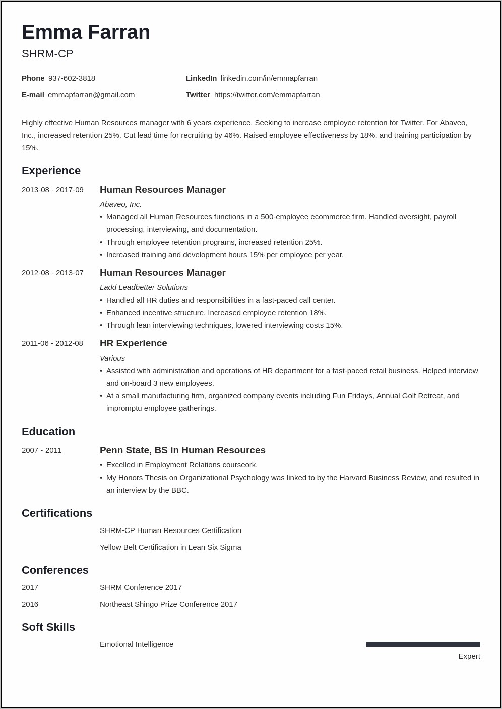 Human Resources Resume Examples Download