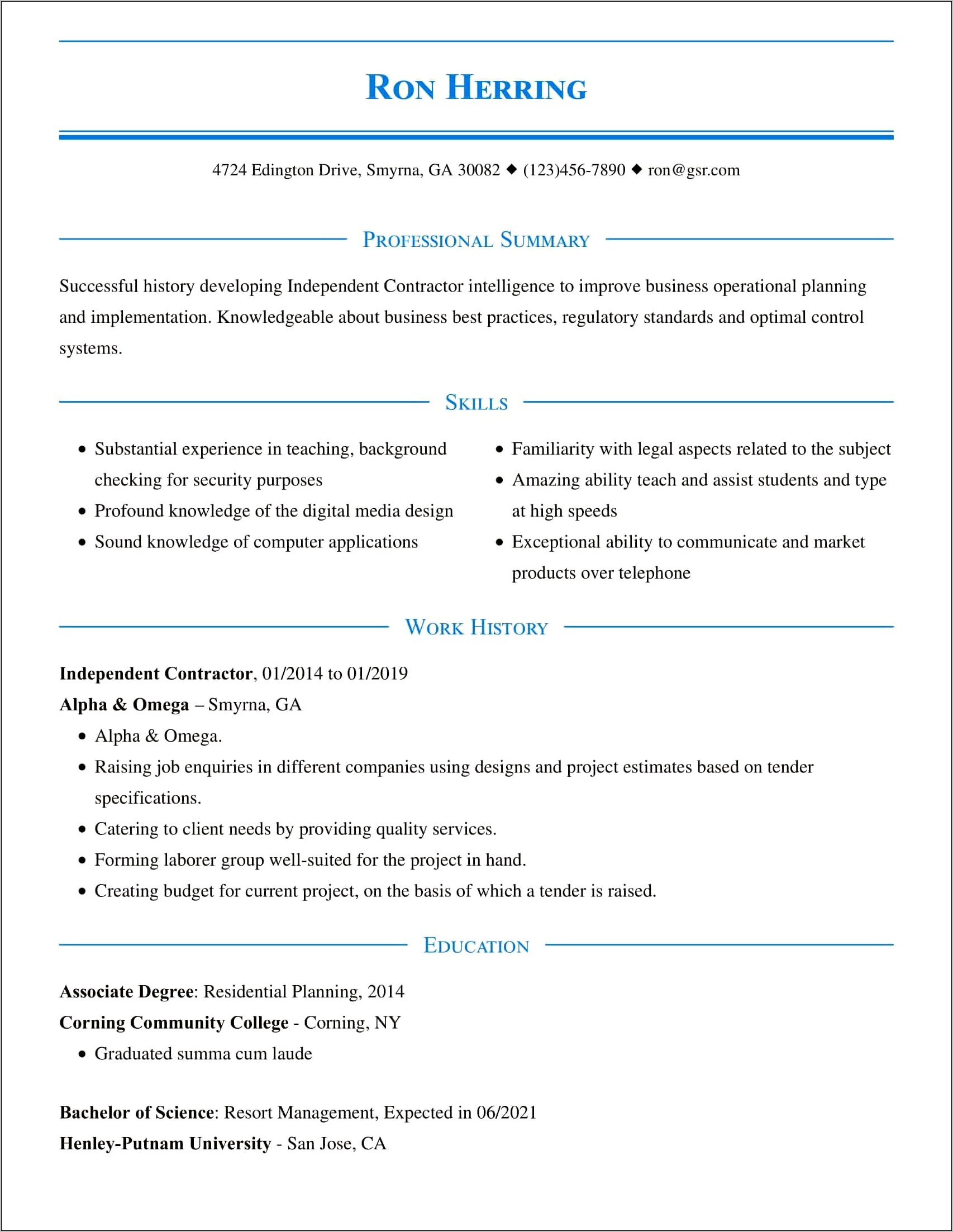 Hybrid Resume Template Free Download