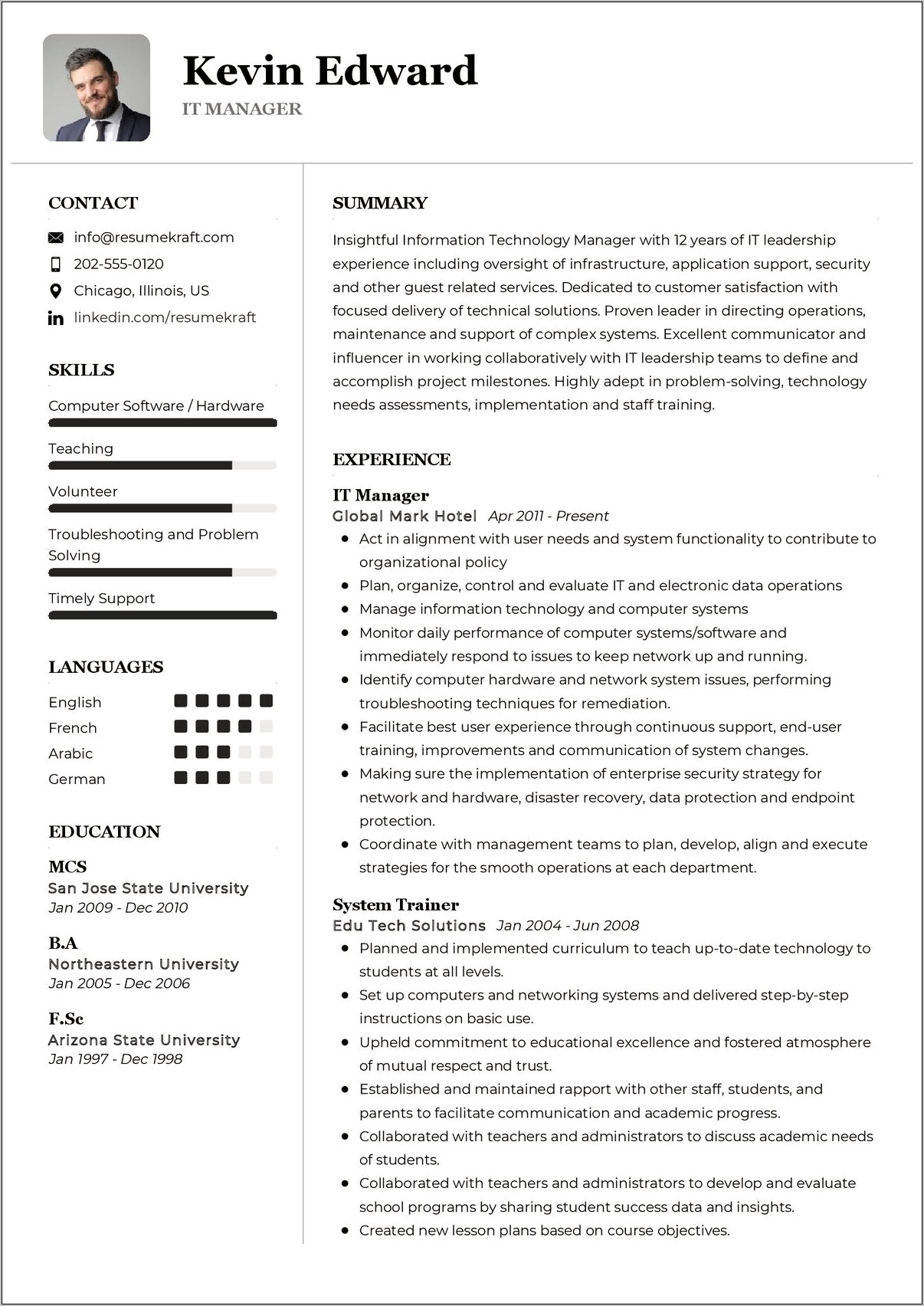 Ict Service Delivery Manager Resume