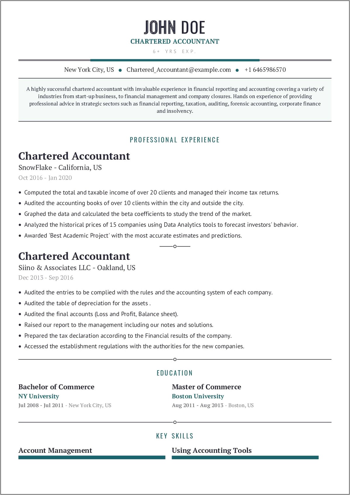 Income Tax Accountant Resume Sample