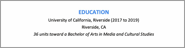 Incomplete Education On Resume Examples