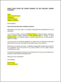 Industrial Training Letter Sample Resume