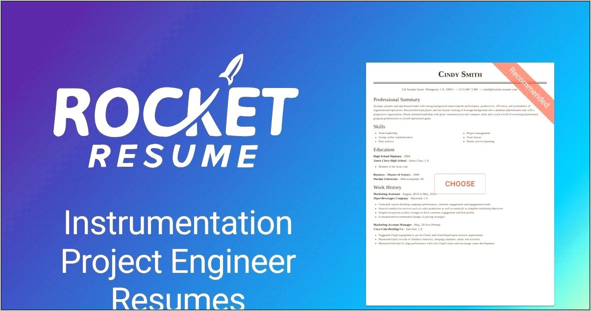 Instrumentation Project Engineer Resume Sample