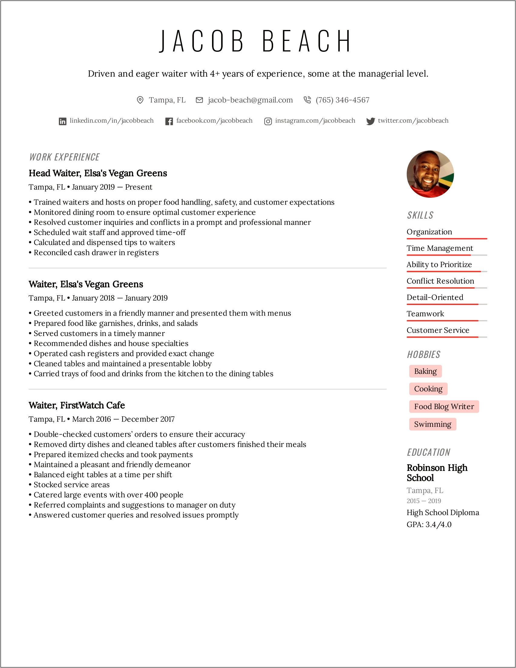 Interests Section Of Resume Examples
