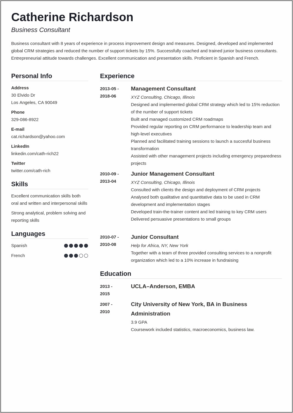 It Consultant Objective In Resume