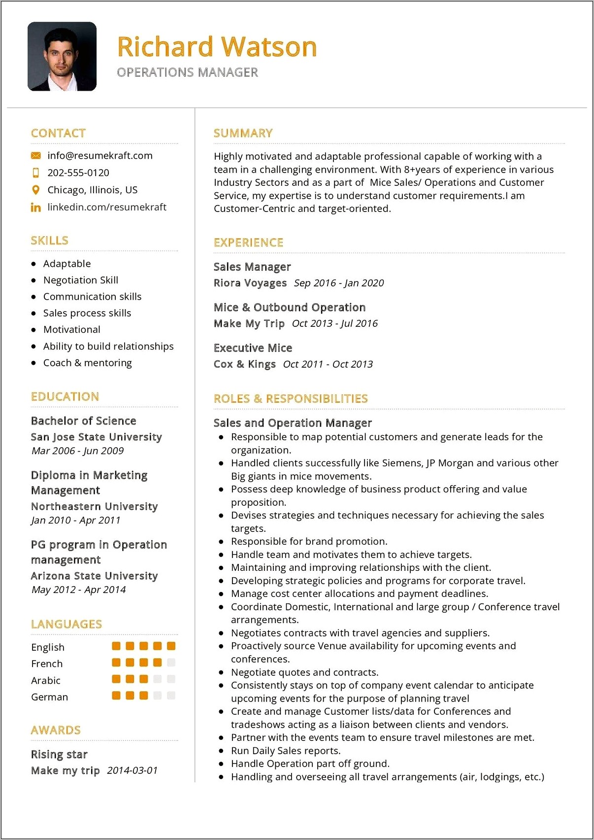 It Operations Manager Job Resume