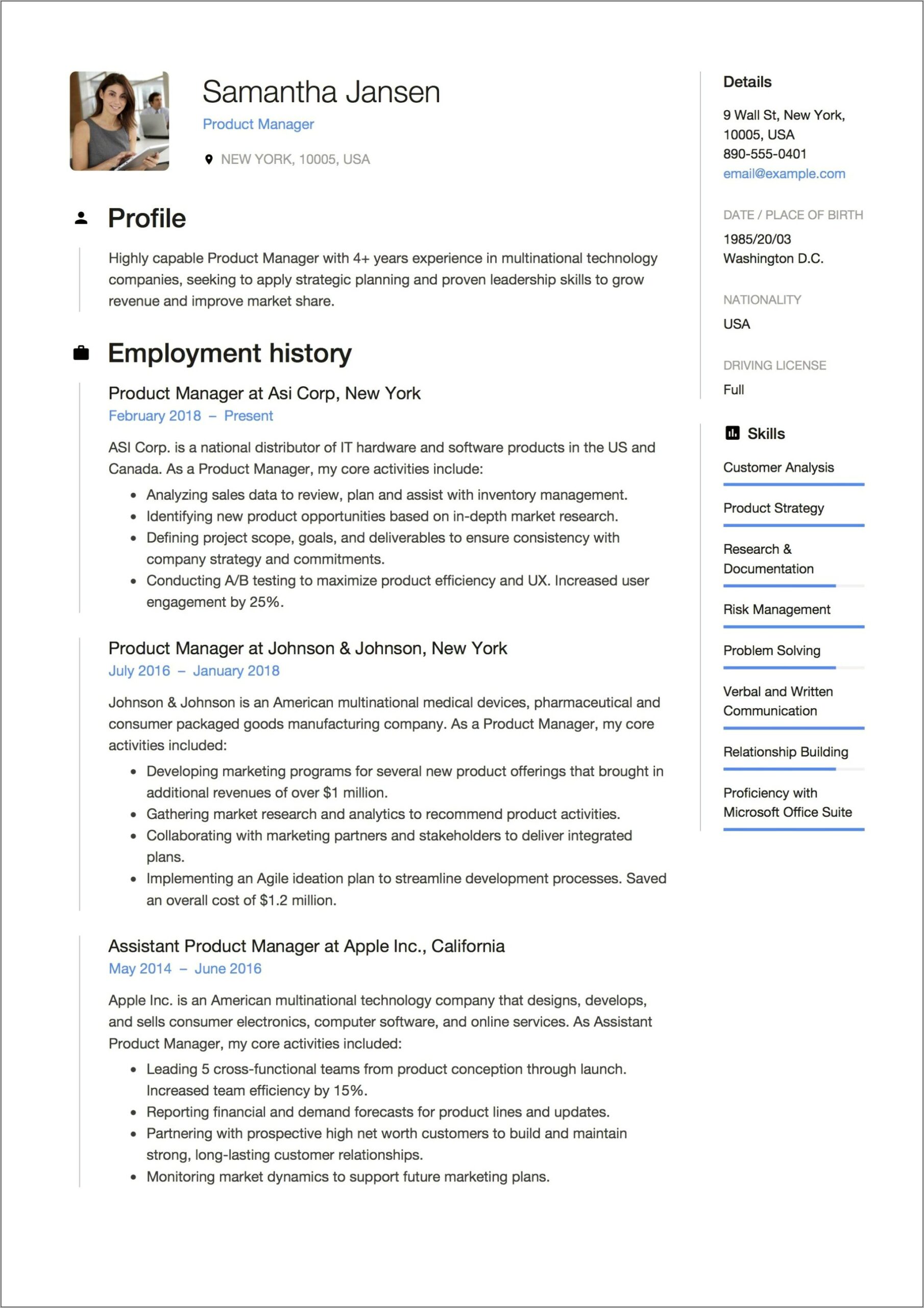 It Product Manager Resume Samples