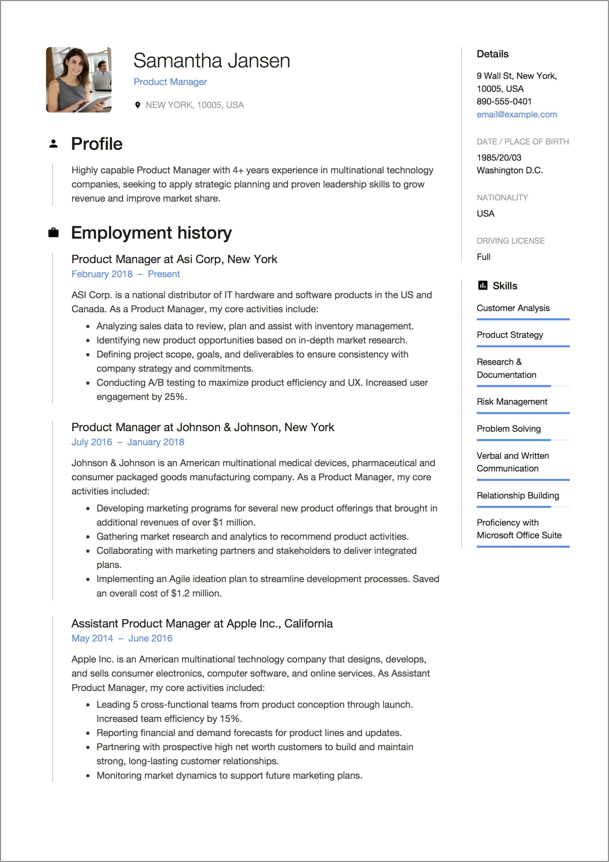 It Product Manager Resume Samples