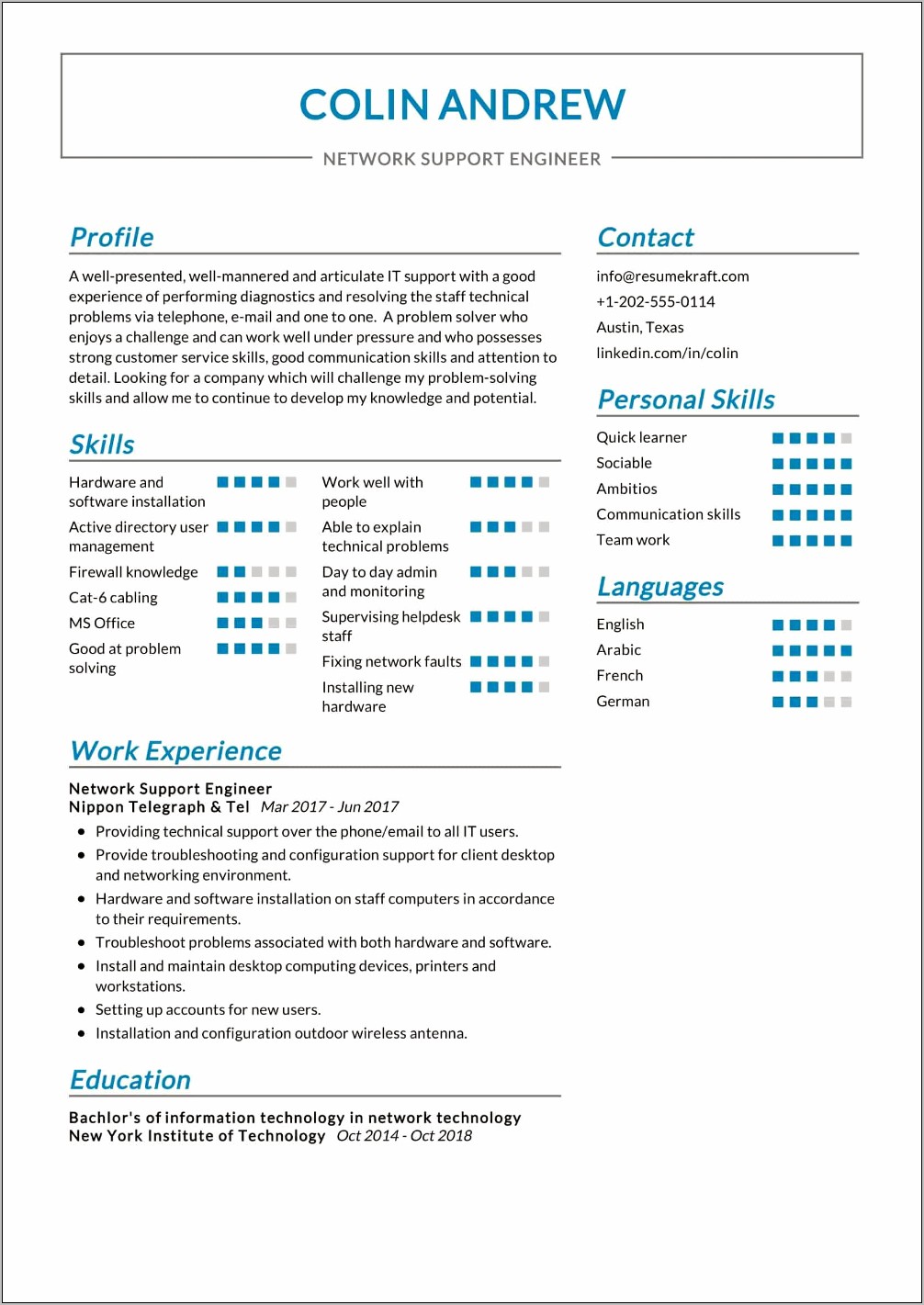 It Support Engineer Resume Samples