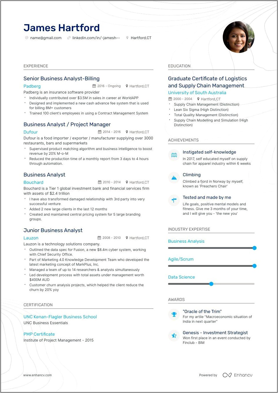 Itil Business Analyst Sample Resume