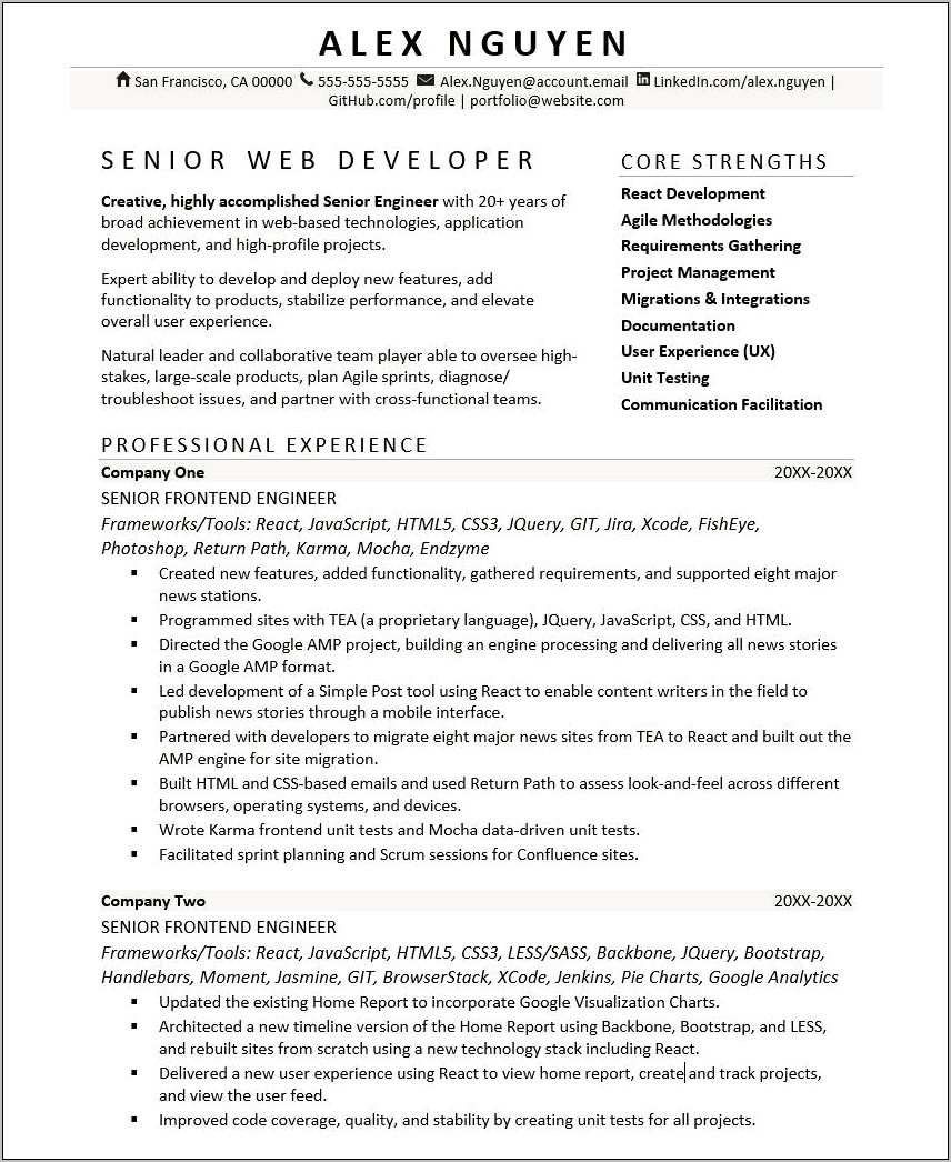 Java Developer Resume Summary Examples