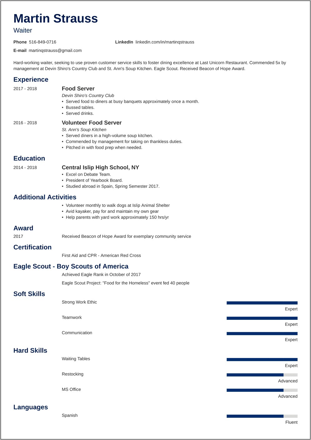 Job Resume Examples For Teens