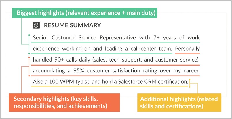 Job Summary Statement For Resume