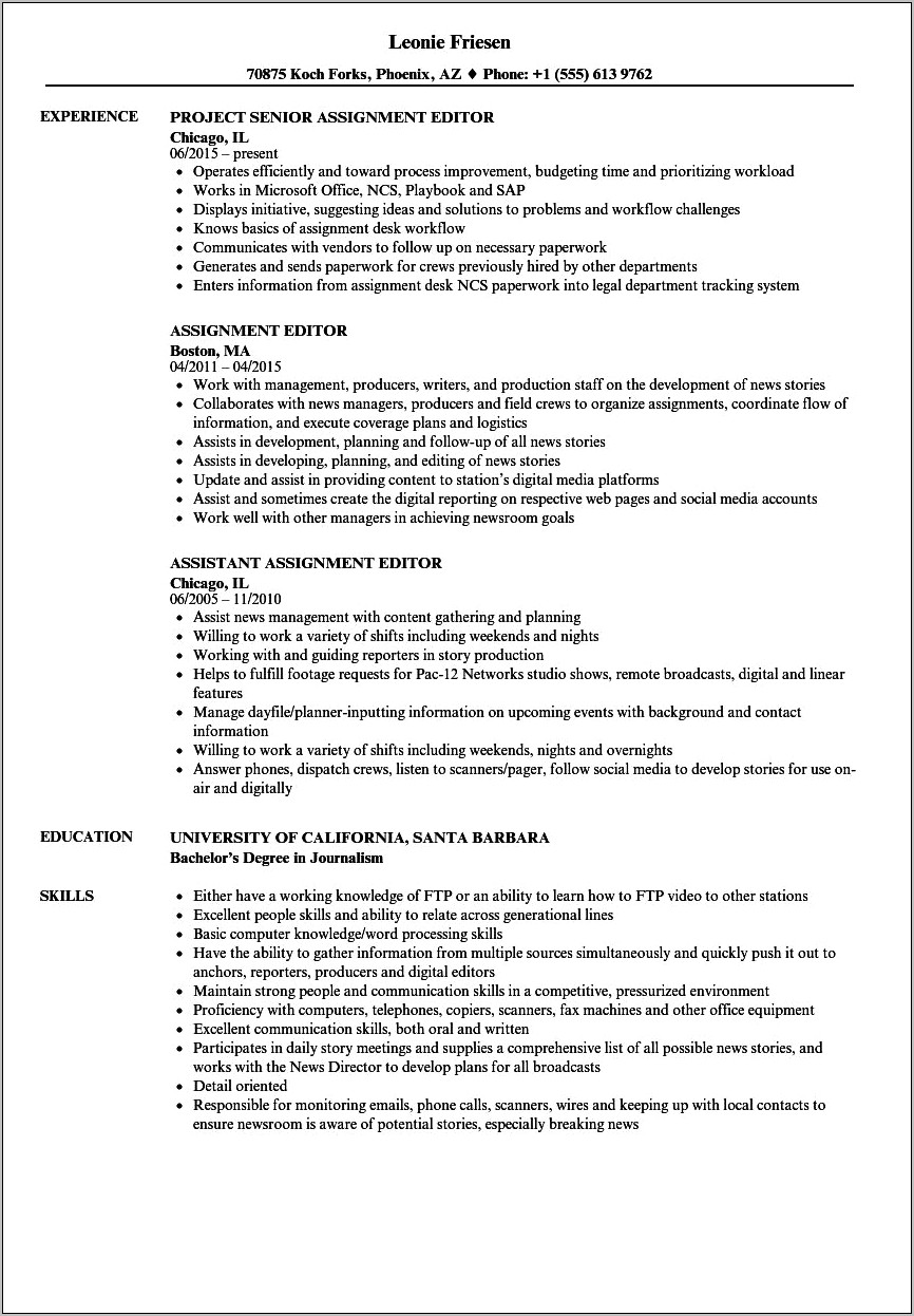 Jobs To Do Resume Assignment