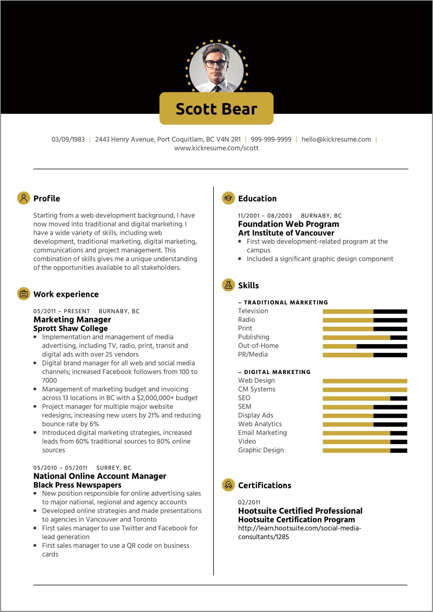 Jr Account Manager Marketing Resume