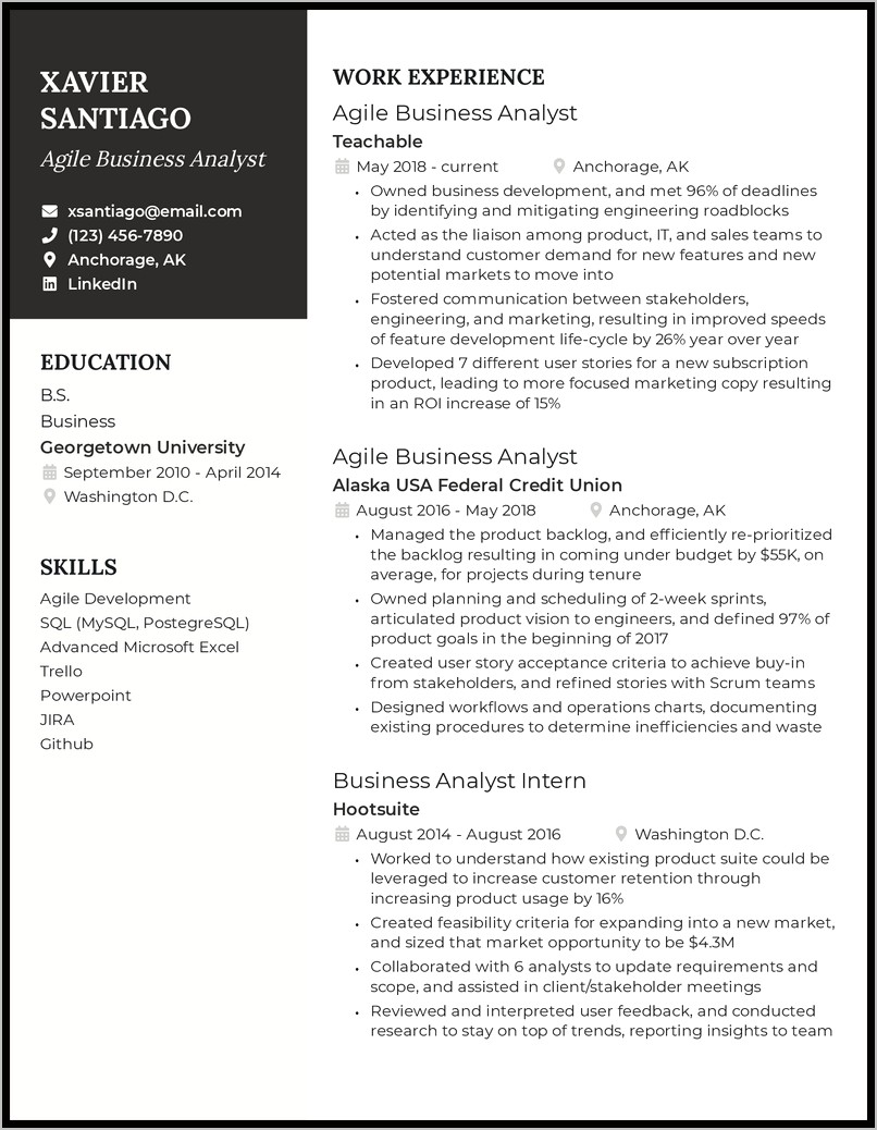 Junior Business Analyst Resume Examples