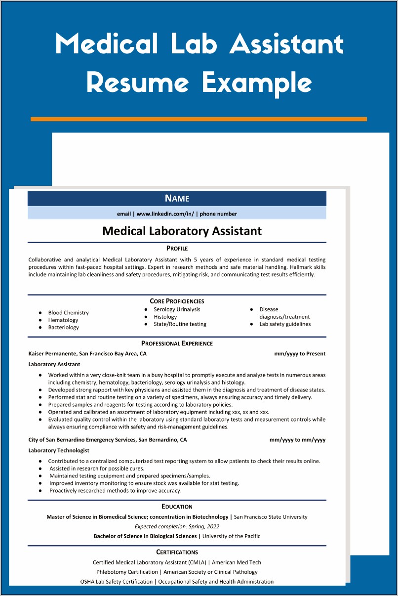 Laboratory Assistant Job Description Resume