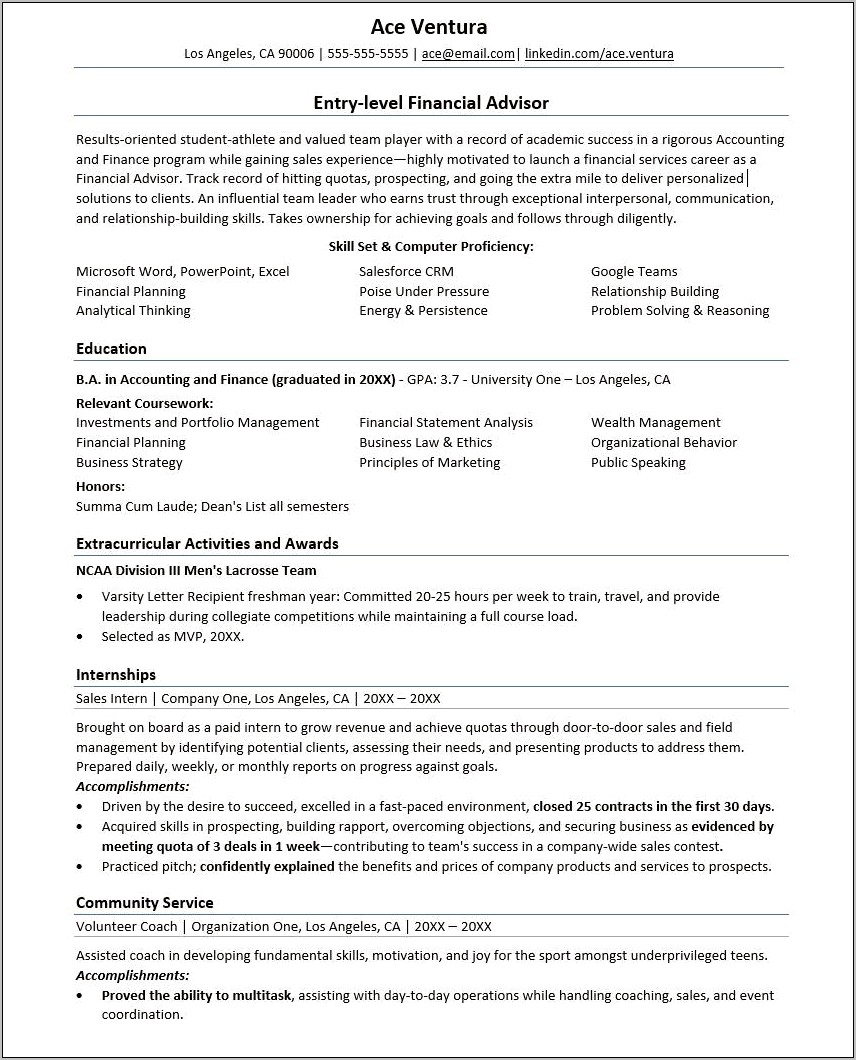 Leadership Statement Examples For Resume