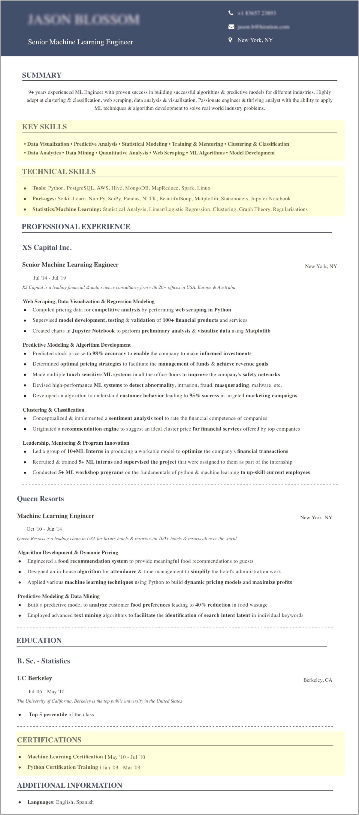 Learning And Development Resume Examples
