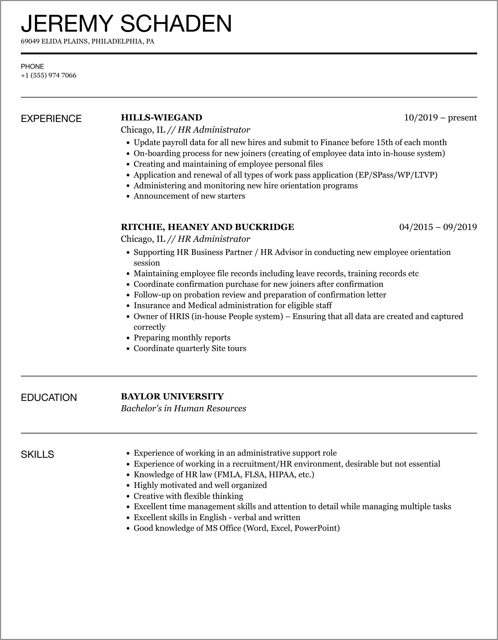 Leave Of Absence Resume Sample