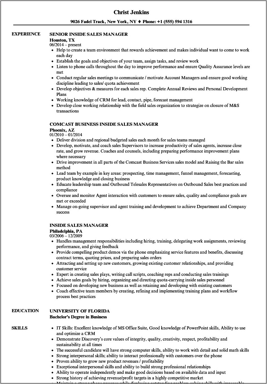 Led Sales Job Description Resume